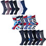 Alpine Swiss 18 Pack Mens Cotton Dress Socks Mid Calf Argyle Pattern Solids Set UPC