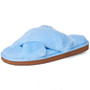Alpine Swiss Women Fuzzy Fluffy Faux Fur Slippers Memory Foam Indoor House Shoes Size Size 10 Blue
