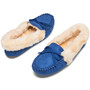 Alpine Swiss Leah Womens Shearling Moccasin Slippers Faux Fur Slip On House Shoes STYLISH DESIGN - Our Leah moccasin slippers are cute and cozy! The classic moccasin stitched toe design is accented with a stylish faux fur collar and bow that adds a touch