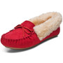 AlpineSwiss Leah Womens Shearling Moccasin Slippers Faux Fur Slip On House Shoes Womens moccasins slippers slip on slip-on slide on microsuede shearling faux suede fur fluffy fuzzy warm winter comfortable memory foam house shoes driving nonslip moc toe in