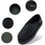 Alpine Swiss Wide Mens Slippers Steve Moccasin House Shoes Memory Foam Insole Corduroy Slip-On Terry Lining Indoor Outdoor Non-Slip Rubber OutsoleEASY ON, STAYS ON - NO BENDING REQUIRED: The convenient slip-on design with structured back heel makes these