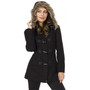 Alpine Swiss Duffy Womens Hooded Parka Fur Trim Wool Coat Toggle Button Jacket Size Small Black