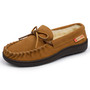 Alpine Swiss Sabine Womens Moccasin Slippers Genuine Suede House Shoe Memory Foam Insole Plush Faux Shearling Fur Indoor Outdoor Anti-Slip Rubber Sole
