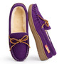 Alpine Swiss Sabine Womens Moccasin Slippers Genuine Suede House Shoe Memory Foam Insole Plush Faux Shearling Fur Indoor Outdoor Anti-Slip Rubber Sole