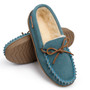 Alpine Swiss Sabine Womens Moccasin Slippers Genuine Suede House Shoe Memory Foam Insole Plush Faux Shearling Fur Indoor Outdoor Anti-Slip Rubber Sole