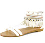 Alpine Swiss Womens Fringe Sandals Beaded & Studded Strappy Gladiator Ankle Flat flats-sandals