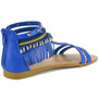 1/2" Flat Sandals with Back Zipper Alpine Swiss Womens Beaded & Studded Fringe Flat Gladiator Sandals