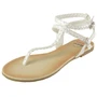 Alpine Swiss Womens Gladiator Sandals Braided T-Strap Slingback Roman Flats Size Size 5 White