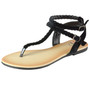 Alpine Swiss Womens Gladiator Sandals Braided T-Strap Slingback Roman Flats Size Size 11 Black