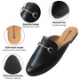 Alpine Swiss Erin Womens Flat Mules Loafers Round Toe Blackless Slide on Shoes Womens mules bit buckle mule loafers backless slides slide on slip on slip-on flats shoes comfortable  pointed toe almond toe vegan faux leather office dressy work wear busines