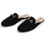 Alpine Swiss Erin Womens Flat Mules Loafers Round Toe Blackless Slide on Shoes clogs-and-mules-shoes