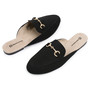 Alpine Swiss Erin Womens Flat Mules Loafers Round Toe Blackless Slide on Shoes