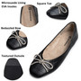 Alpine Swiss Myla Womens Ballet Flats Square Toe Rhinestone Bow Dressy Shoes UPC
