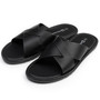 Alpine Swiss Hugo Mens Vegan Leather Slide Sandals Dressy Comfy Indoor Outdoor Shoes Cross Strap Design for Casual Elevated Wear Anti-Slip Flip Flops Slides Mens Shoes : Sandals : Slide