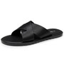 Alpine Swiss Hugo Men’s Vegan Leather Slide Sandals | Dressy & Comfortable Indoor Outdoor Shoes | Cross Strap Design for Casual & Elevated Wear | Water-Resistant & Anti-Slip Traction Flip Flops