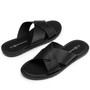 Alpine Swiss Hugo Men’s Vegan Leather Slide Sandals | Dressy & Comfortable Indoor Outdoor Shoes | Cross Strap Design for Casual & Elevated Wear | Water-Resistant & Anti-Slip Traction Flip Flops