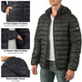 Alpine Swiss Mens Light Puffer Jacket Removable Hood Milo Winter Coat Packable Water-Resistant Down Alternative Bubble Jacket LIGHTWEIGHT WARMTH PERFECTION: Experience the ideal balance of warmth without bulk in this surprisingly effective puffer jacket.