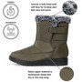 Alpine Swiss Lexie Women’s Snow Boots | Waterproof Faux Fur Lined | Warm Cozy Winter Booties | Anti-Slip Sole | Stylish Outdoor ShoesEASY PULL-ON & ADJUSTABLE FIT: Enjoy effortless wear with the convenient pull-on entry. The adjustable hook and loop strap
