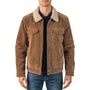 Alpine Swiss Aaron Mens Trucker Jacket Sherpa Collar Faux Leather Casual Coat Size 2XL Faux Suede Tan