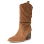 Alpine Swiss Kayla Womens Western Slouch Boots Mid Calf Block Heel Cowboy Boots Size