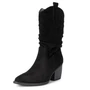 Alpine Swiss Kayla Womens Western Slouch Boots Mid Calf Block Heel Cowboy Boots Womens western slouch boots mid calf short cowboy slouchy scrunch high heel block chunky stacked heel pointed toe pull on zipper zip up faux leather vegan suede fall autumn wi