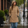 Alpine Swiss Tanya Womens Hooded Rain Jacket Long Raincoat Trench Coat Windbreaker