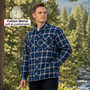 Alpine Swiss Mens Henry Quilted Flannel Jacket Warm Plaid Shacket Four Pockets Snap Buttons Winter Work Coat for Cold Weather