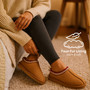 Alpine Swiss Haley Womens Fuzzy Slippers Warm Faux Fur Slip On House Shoes Indoor Outdoor Mini Boots Cozy Clog Winter Slipper STYLISH & COZY DESIGN: The Haley slipper features a classic clog silhouette with a soft microsuede upper and a trendy embroidered