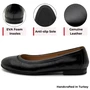 Alpine Swiss Wendy Womens Leather Ballet Flats Classic Round Toe Slip On Shoes Comfortable Professional Dressy Work Flats