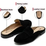 Alpine Swiss Linda Womens Leather Mule Loafers Backless Penny Loafers Dressy Mule Slides Comfortable Slip On Flats Work Shoes