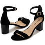 Alpine Swiss Janet Womens Leather Ankle Strap Low Heel Sandals Open Toe Strappy Chunky Heels Comfort Dressy Pumps Party Shoes
