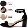 Alpine Swiss Janet Womens Leather Ankle Strap Low Heel Sandals Open Toe Strappy Chunky Heels Comfort Dressy Pumps Party Shoes