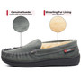 Alpine Swiss Men’s Moccasin Slippers Genuine Suede Slip-On House Shoes Memory Foam Insoles Plush Faux Shearling Lining Comfortable Indoor Outdoor Slipper with Anti-Slip Rubber Sole