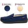 Alpine Swiss Men’s Moccasin Slippers Genuine Suede Slip-On House Shoes Memory Foam Insoles Plush Faux Shearling Lining Comfortable Indoor Outdoor Slipper with Anti-Slip Rubber Sole