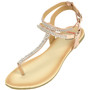 Alpine Swiss Womens Rhinestone T-Strap Sandals Ankle Strap Flat Summer Shoes Size Size 6 Rose Gold