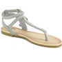 1/2" Flat SandalsAlpine Swiss Womens Rhinestone T-Strap Sandals Ankle Strap Flat Summer Shoes