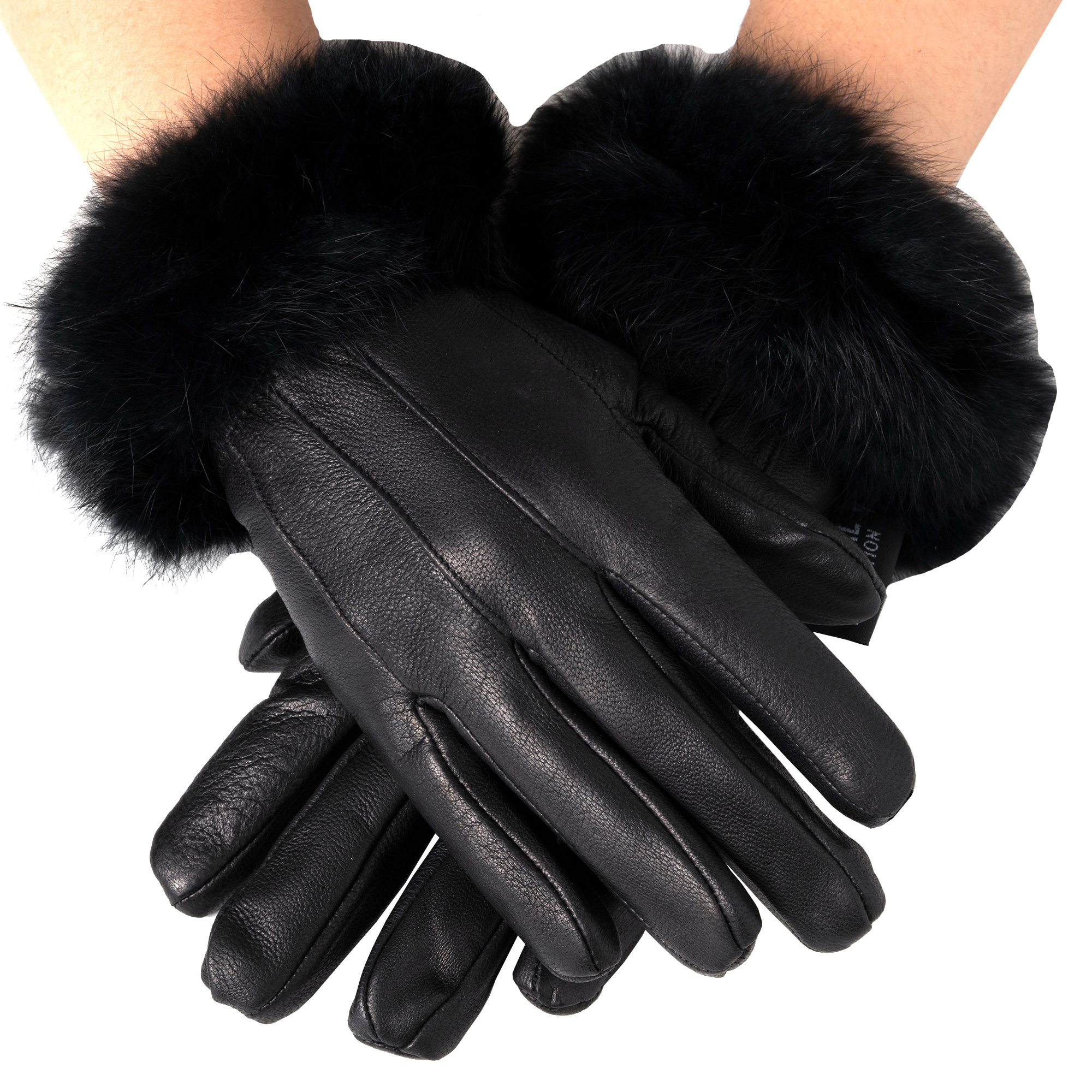 womens leather and fur gloves