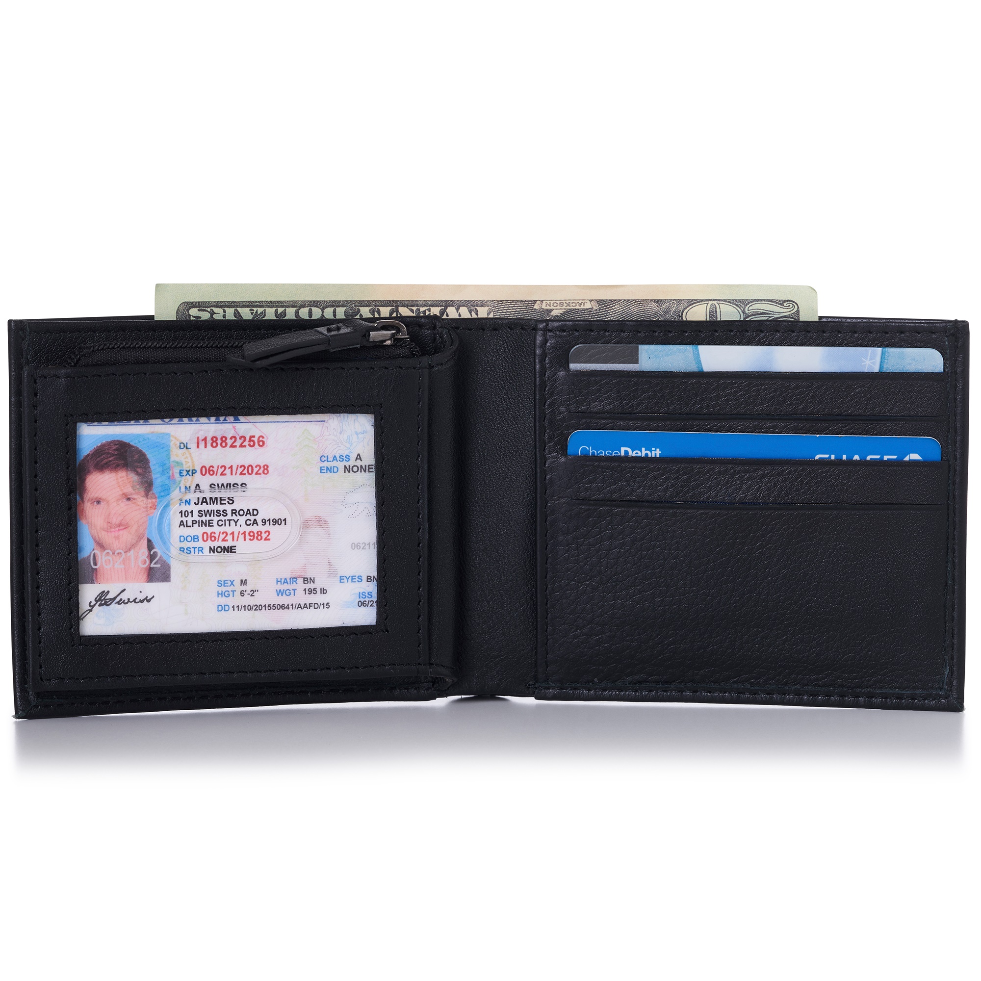 Alpine Swiss Double Diamond Mens RFID Slim Bifold - Alpine Swiss