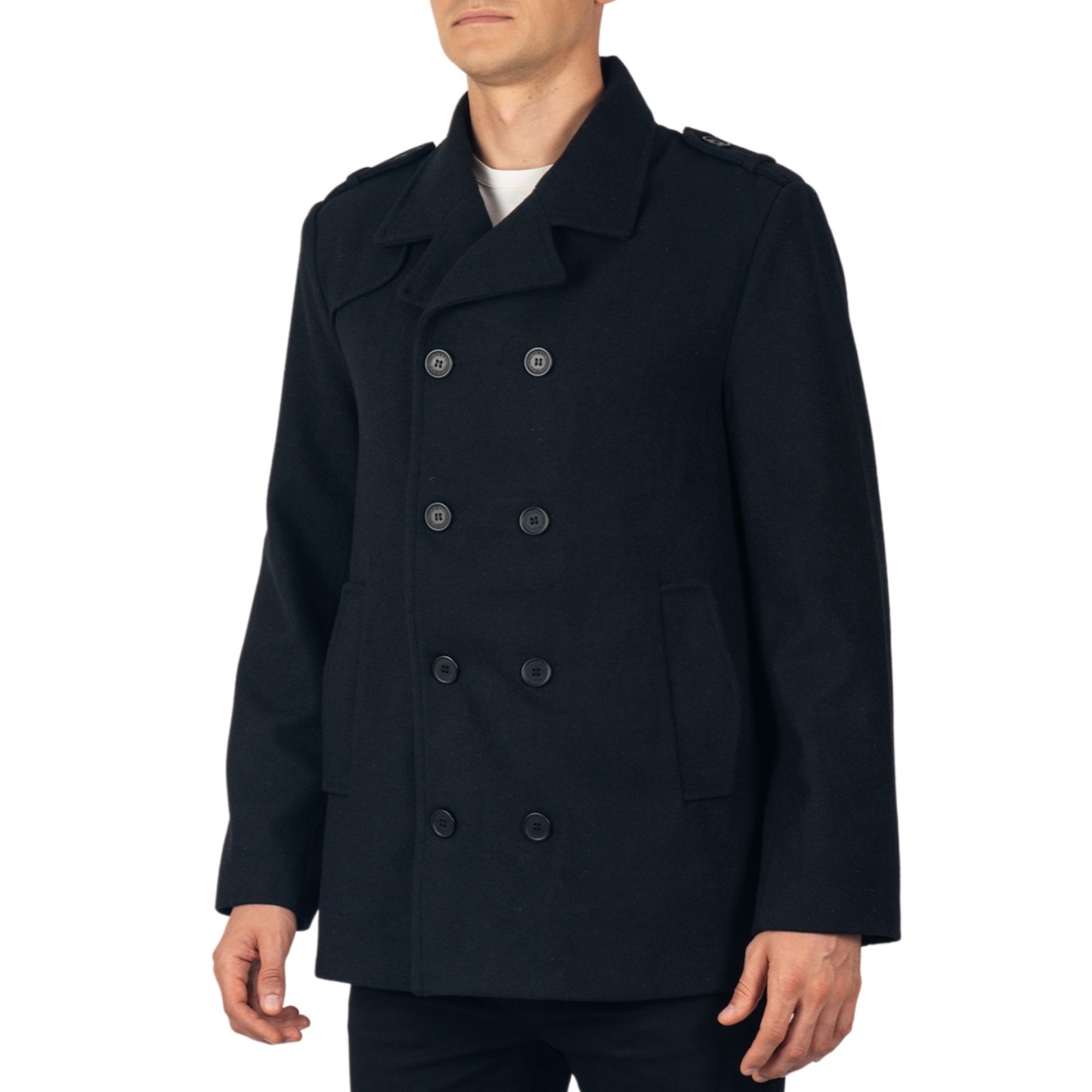 Alpine Swiss Jake Mens Wool Pea Coat Double Breasted Peacoat 