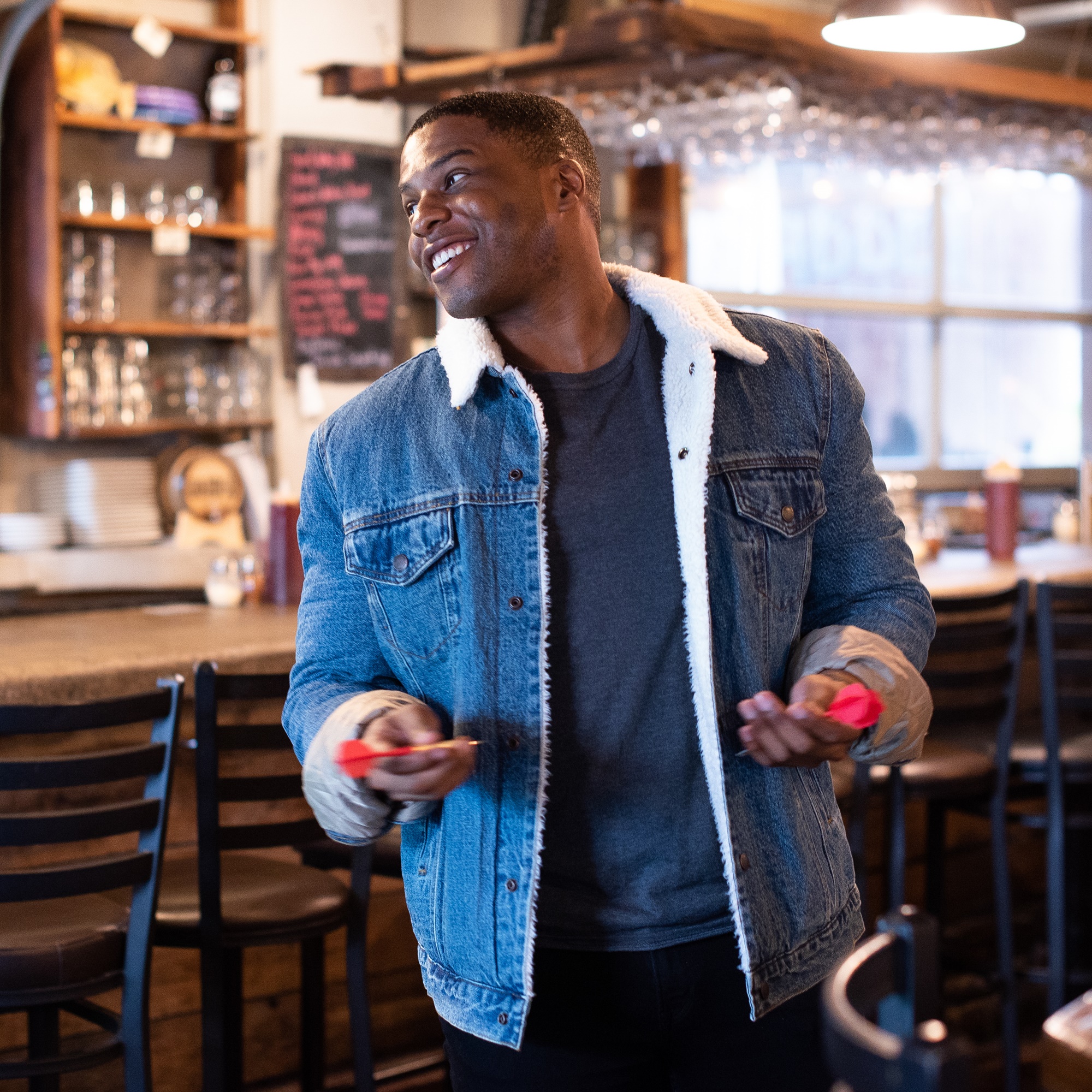 sherpa lined black denim jacket