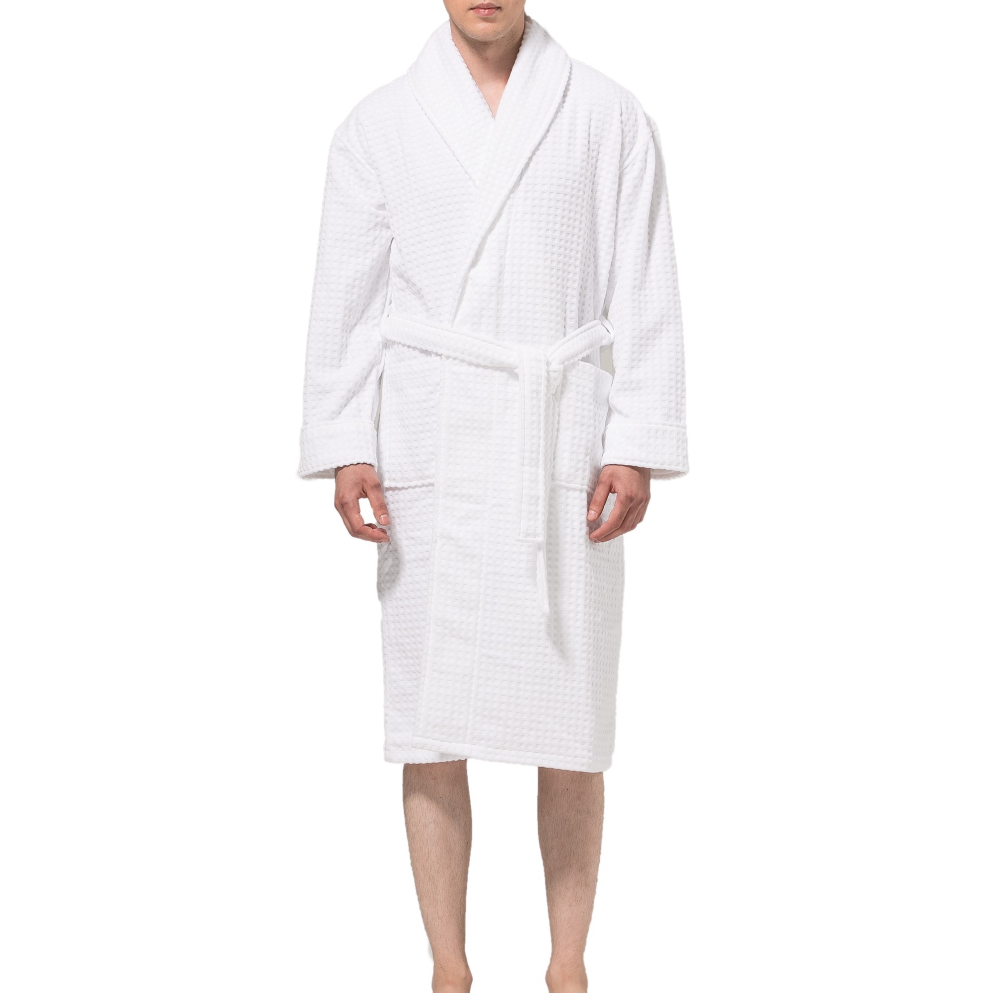 Alpine Swiss Dario Mens Luxury Waffle Knit Cotton Bathrobe Shawl Collar  Hotel Spa Robe - Alpine Swiss