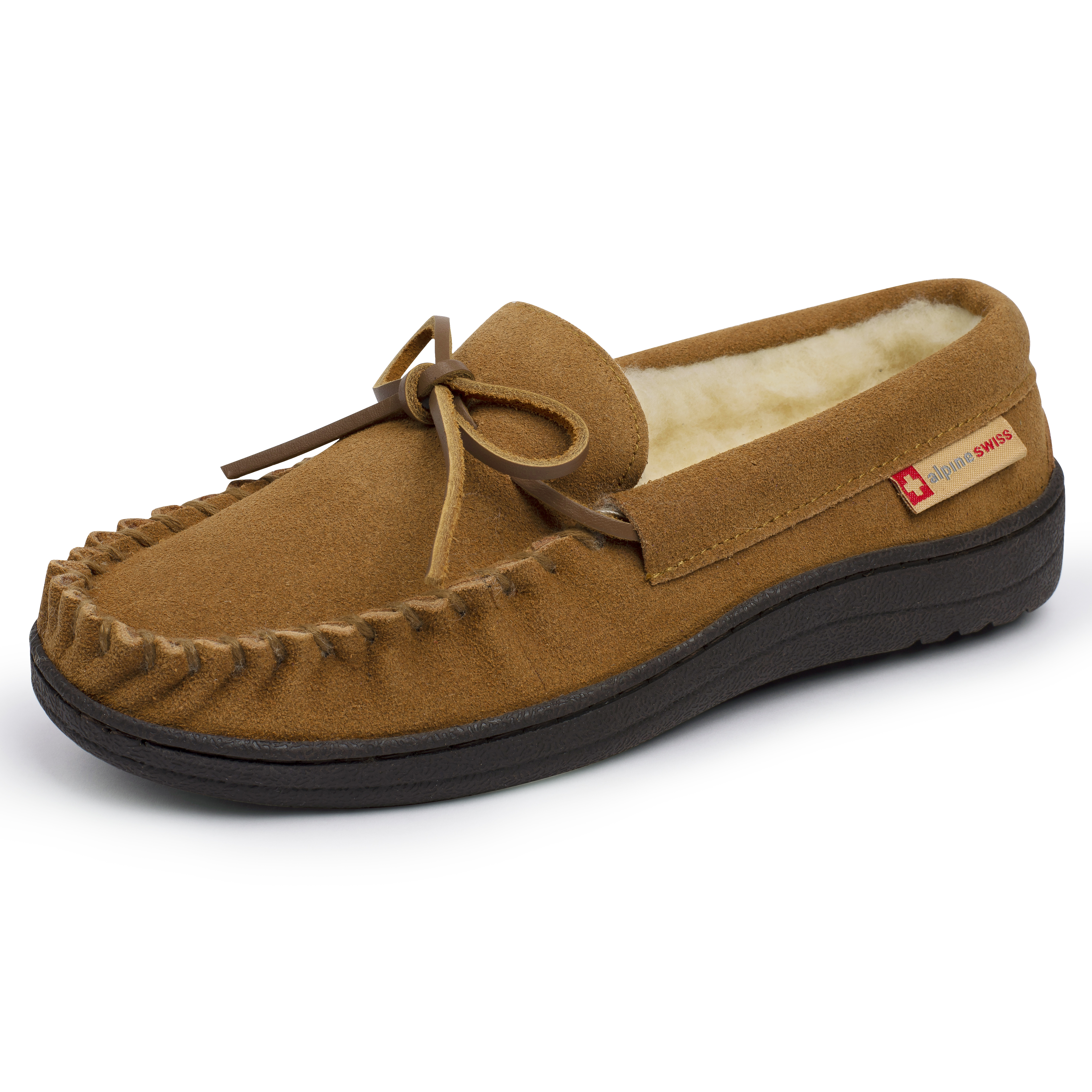 Alpine Swiss Sabine Womens Moccasin Slippers Genuine Suede House