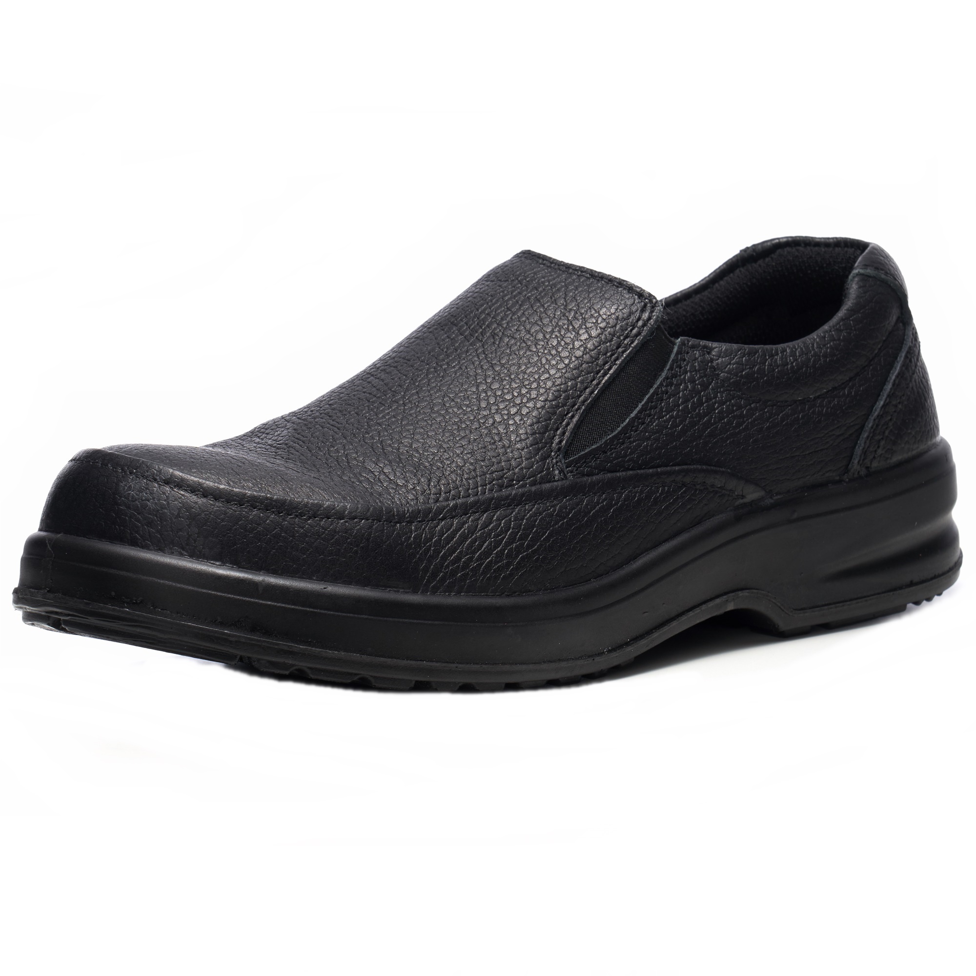 black leather slip resistant shoes