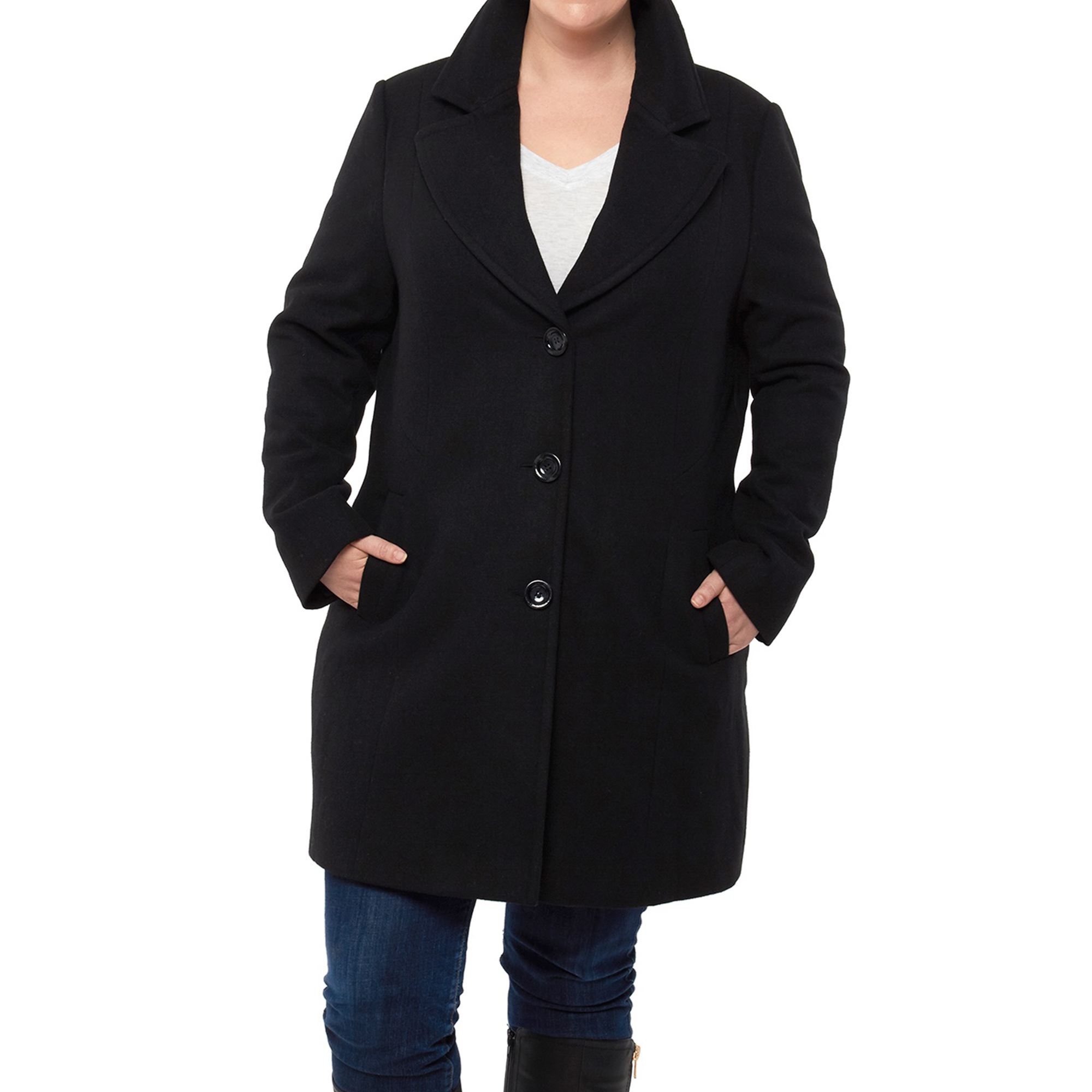 Alpine Swiss Alice Womens Plus Size Wool Overcoat Classic Notch