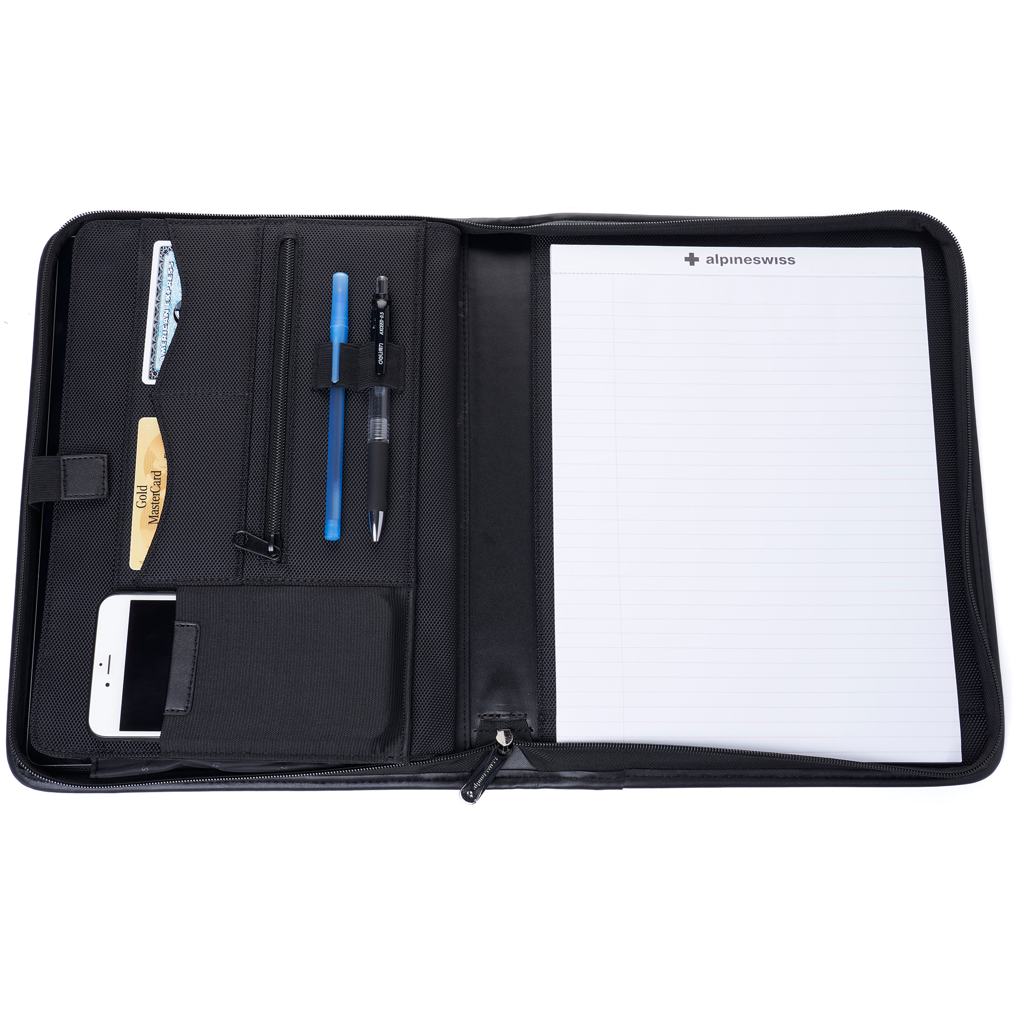 Padfolio Portfolio Resume Folder with Pocket Premium Faux Leather Interview  Writing Legal Pads for Document Organizer Portfolio Card Holder Black