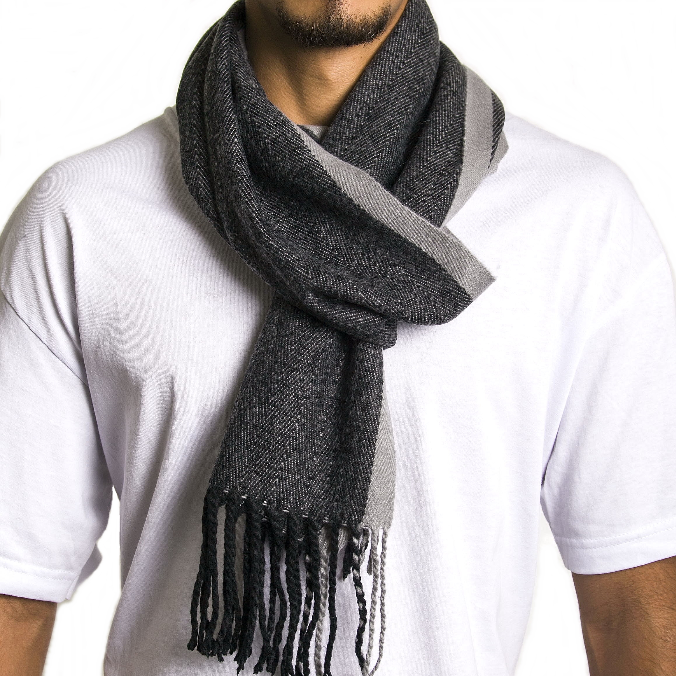 1136123 WAMSOFT Mens Cashmere Scarf-Formal Soft Warm Scarf-White