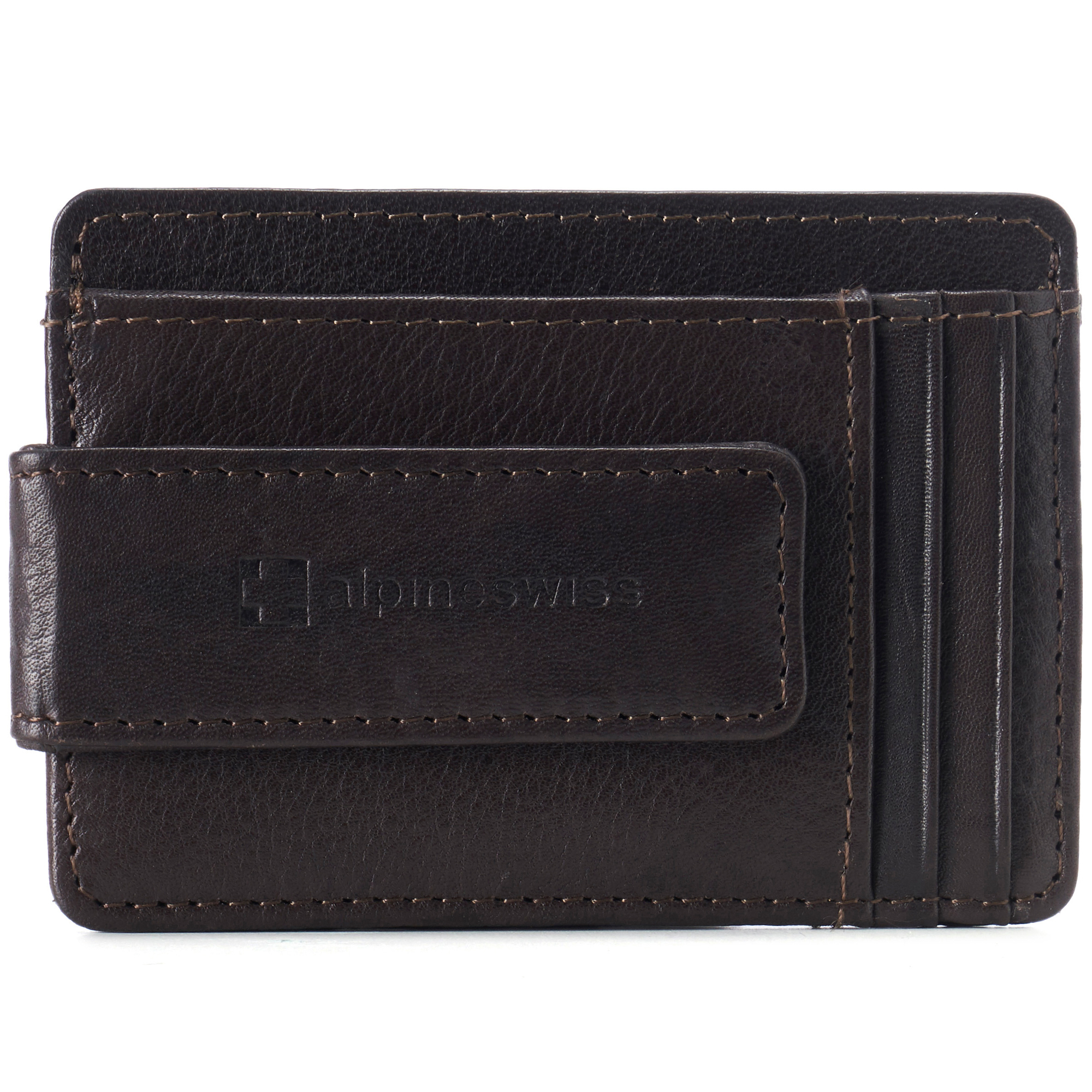 Alpine Swiss Mens Money Clip Genuine Leather Minimalist Slim Front