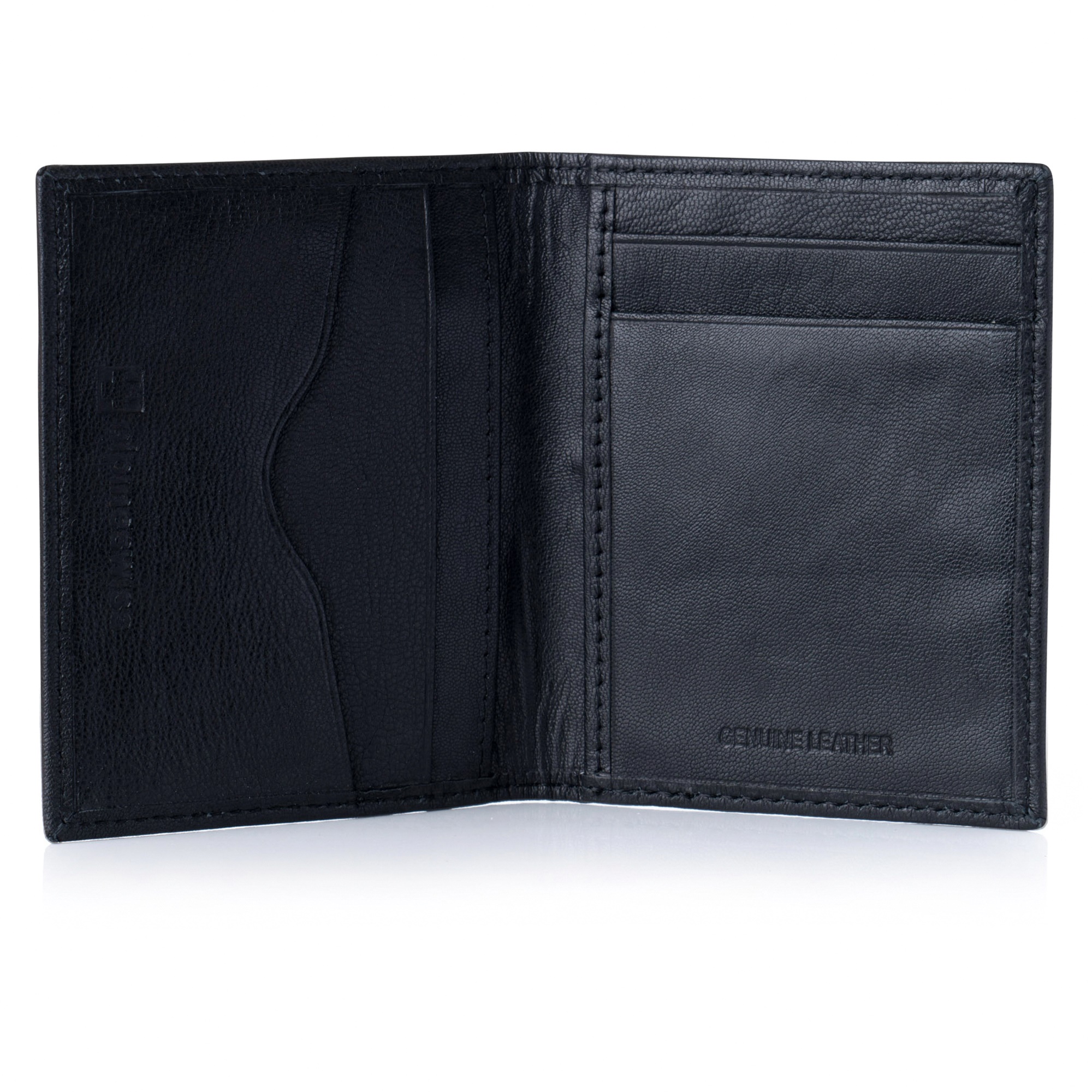 Alpine Swiss Double Diamond RFID Thin Card Case Leather Front Pocket Wallet - Cordoba Black