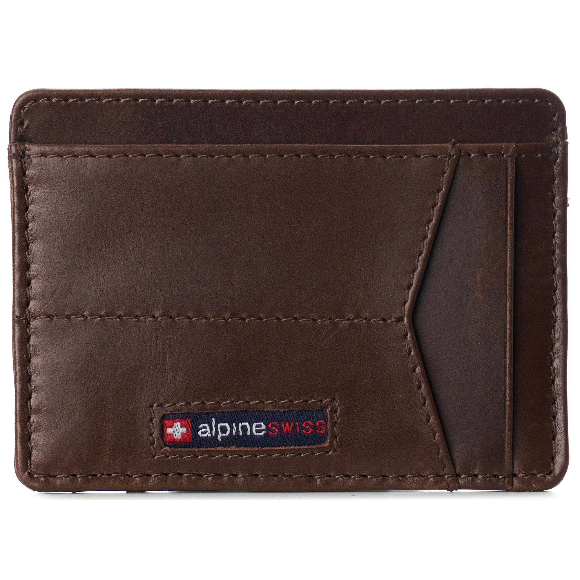 Alpine Swiss Front Pocket Wallet Minimalist Super Thin 5 Card Wallet  Genuine Leather - Alpine Swiss