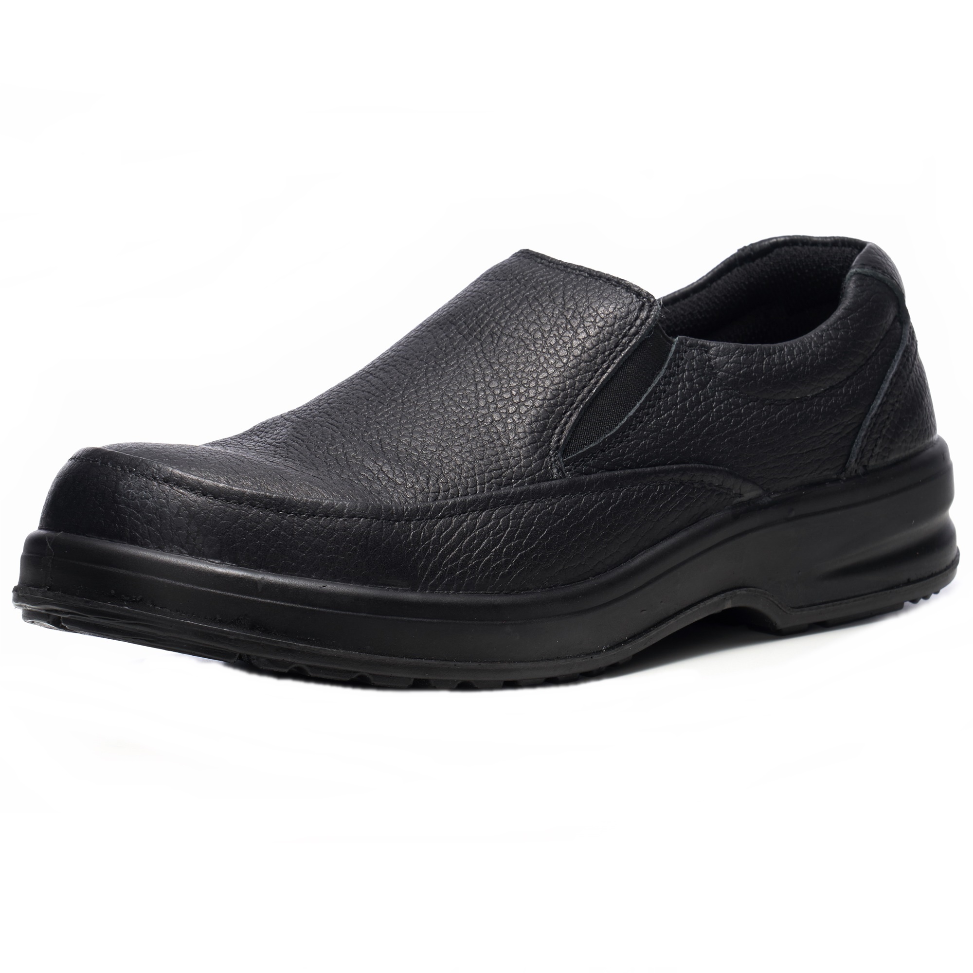 Alpine Swiss Arbete Mens Work Shoes Slip Resistant Real Leather Slip-On Loafers - Black - Size 9